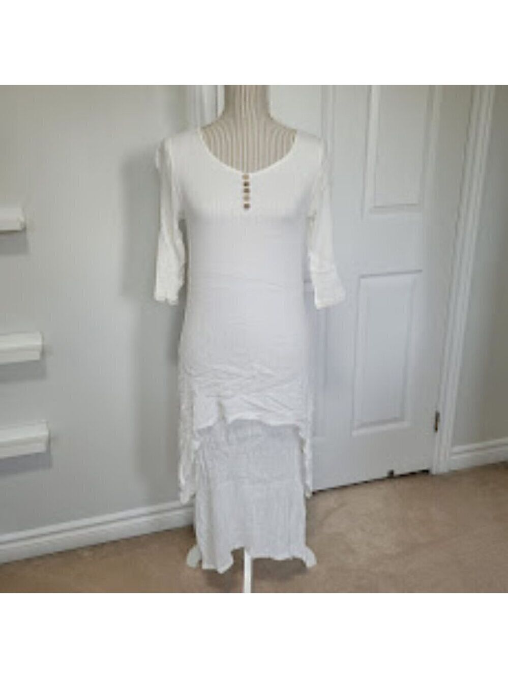Dayou coastal linen white layered dress, small - Picture 16 of 16